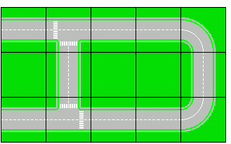 Road layout with space between